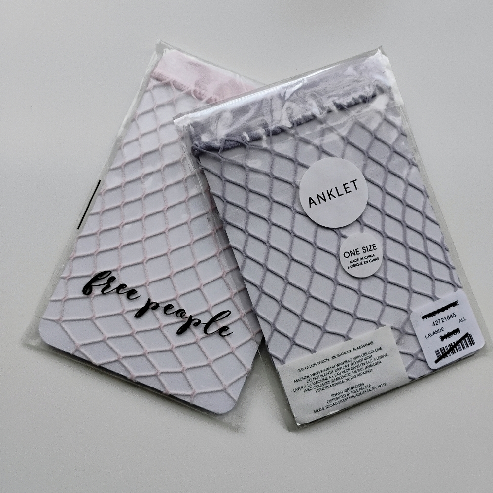 Free People New Lavender & Pink Rose Fishnet Anklets • ONE SIZE • New 2 Packages - Picture 2 of 9